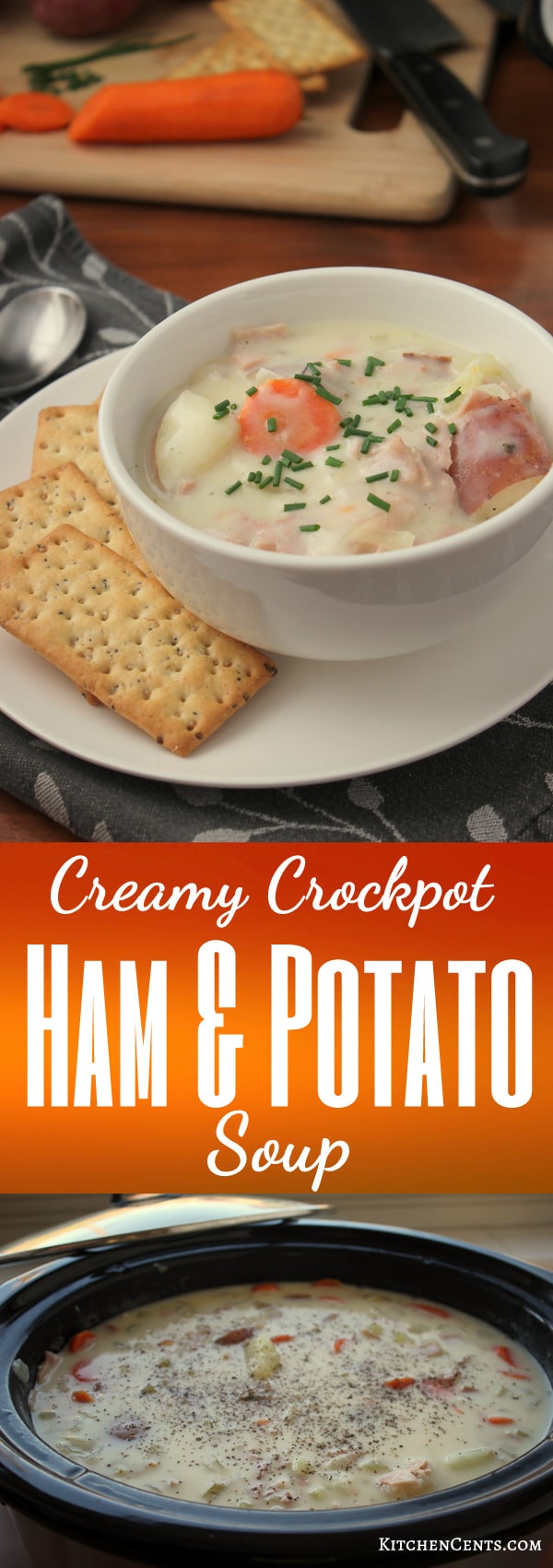 Creamy Crockpot Ham and Potato Soup | KitchenCents.com