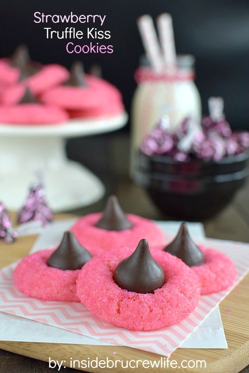 Strawberry Truffle Kiss Cookies | 27+ Chocolate Valentine's Desserts