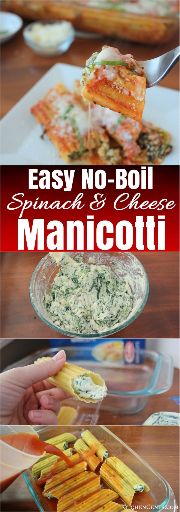 Easy No-Boil Spinach and Cheese Manicotti | KitchenCents.com