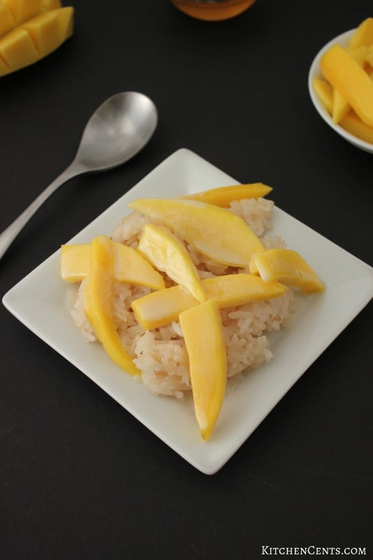 Easy Sweet Honey Coconut Rice and Fresh Mango | KitchenCents.com