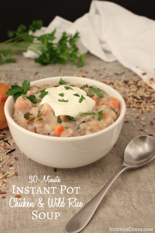 30-minute Instant Pot Chicken and Wild Rice Soup | KitchenCents.com