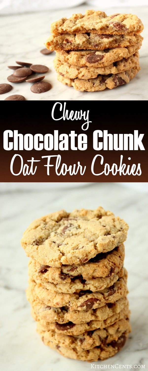 Chewy Chocolate Chunk Oat Flour Cookies | Kitchen Cents