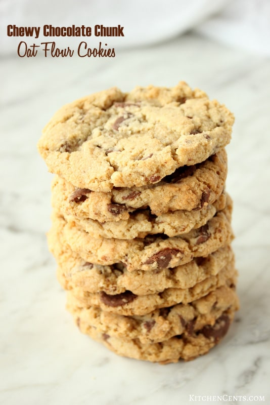 Chewy Chocolate Chunk Oat Flour Cookies | Kitchen Cents