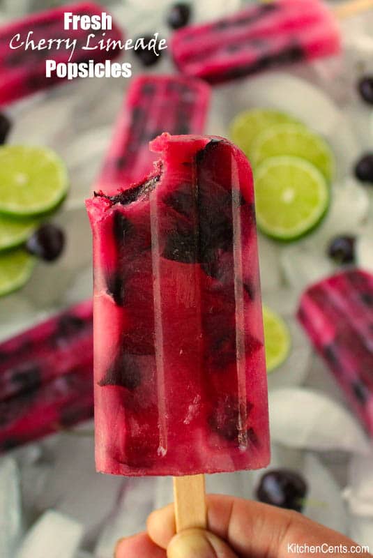 Easy refreshing Fresh Cherry Limeade Popsicles | Kitchen Cents