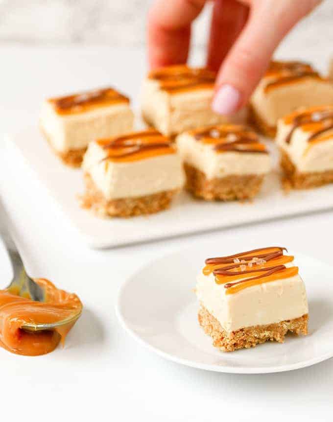 No-Bake Salted Caramel Cheesecake Bites | 17+ No-Bake Cheesecake Recipes