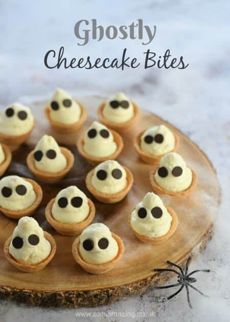 Ghostly Cheesecake Bites | 25+ Halloween Treats Kids will Love