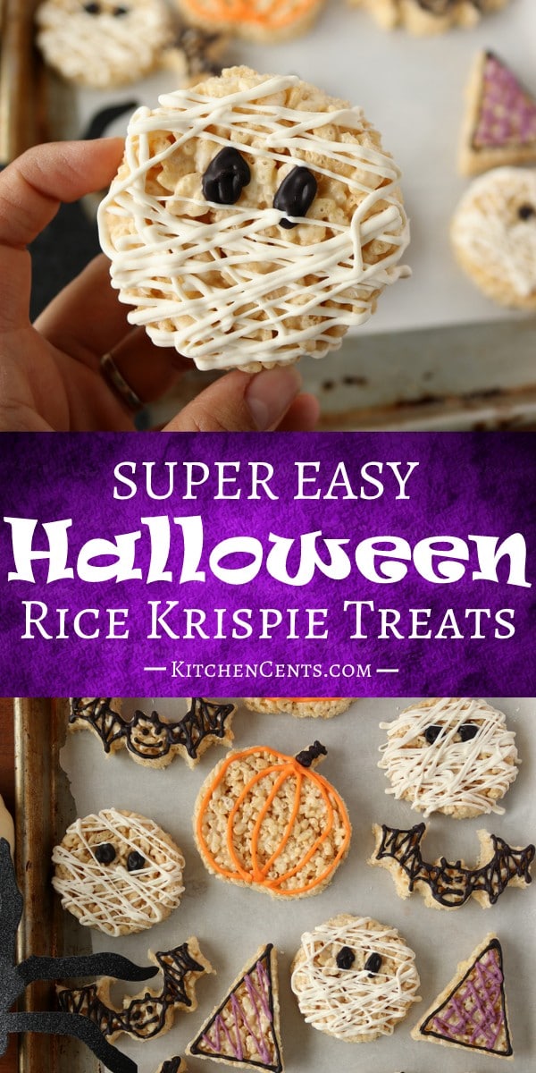 Quick and Easy Halloween Rice Krispie Treats with chocolate | Kitchen Cents