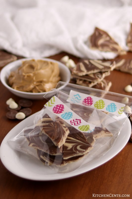 Easy Peanut Butter and Chocolate Tiger Butter Bark | Kitchen Cents