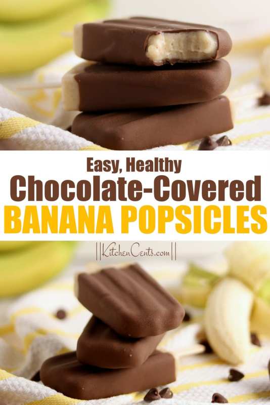 Healthy Chocolate Covered Frozen Banana Popsicles | Kitchen Cents