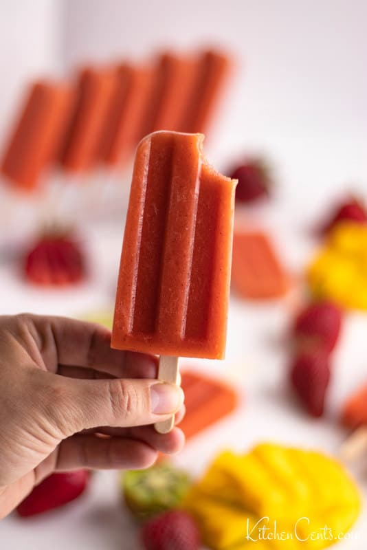 Easy Kiwi Strawberry Mango Smoothie Homemade Popsicles Recipe | Kitchen Cents
