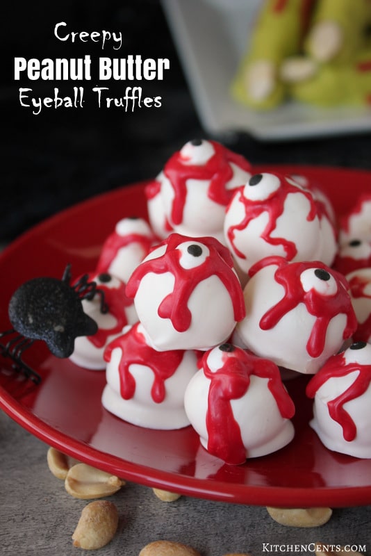Peanut Butter Eyeball Truffles | 21+ Easy No Bake Halloween Treats | Kitchen Cents