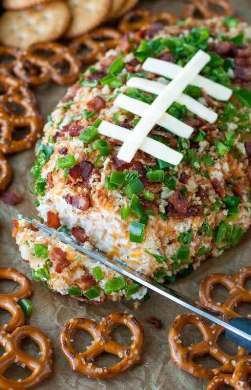 Jalapeno Popper Football Cheese Ball | 29+ Delicious Superbowl Party Foods