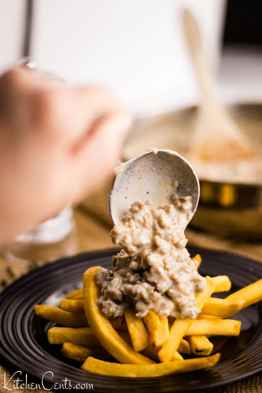 Easy Sausage gravy with french fries | Kitchen Cents