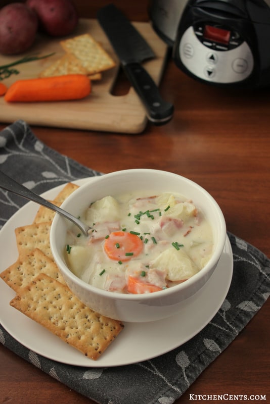 Creamy Crockpot Ham and Potato Soup | KitchenCents.com
