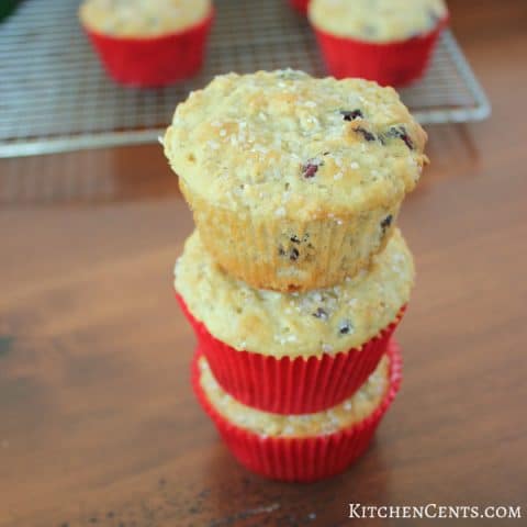 Sugar Sprinkled Cranberry Oatmeal Muffins