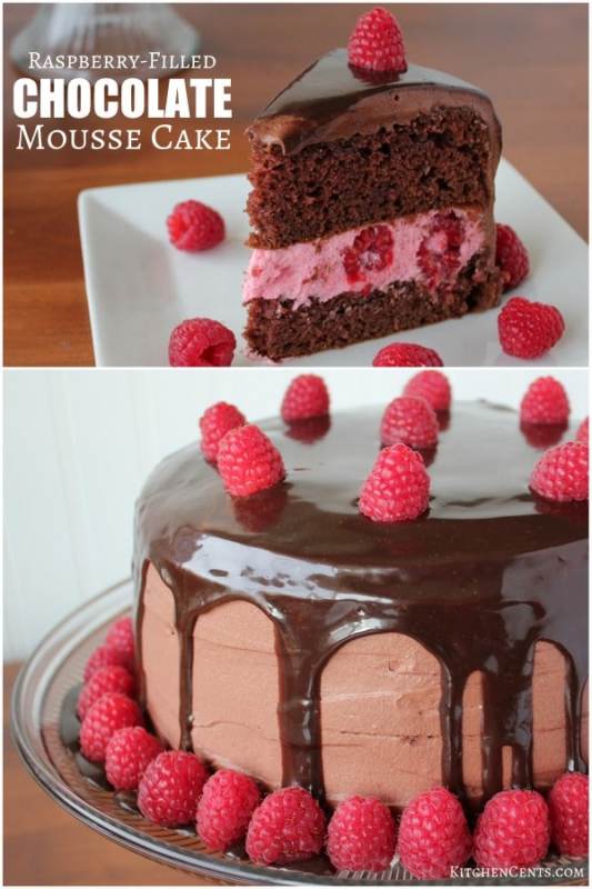 Easy Raspberry Filled Chocolate Mousse Cake | Kitchen Cents