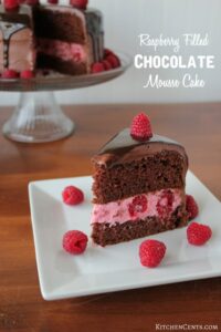 Raspberry Filled Chocolate Mousse Cake | KitchenCents.com