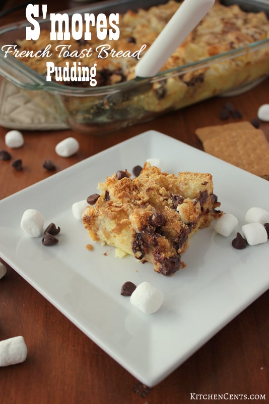 S'mores French Toast Bread Pudding | KitchenCents.com