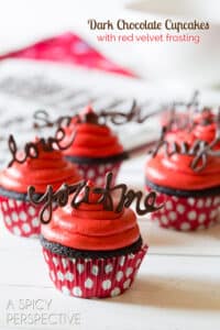 Chocolate Cupcake with Red Velvet Frosting | 27+ Chocolate Valentine's Desserts