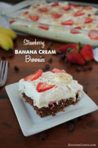 Easy Strawberry Banana Cream Brownies | KitchenCents.com