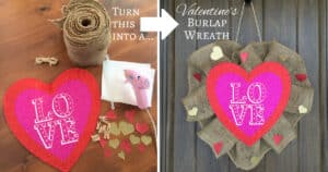 Easy Valentine's Glitter Heart Burlap Wreath Under Five Dollars | KitchenCents.com