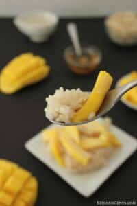Easy Sweet Honey Coconut Rice and Fresh Mango | KitchenCents.com