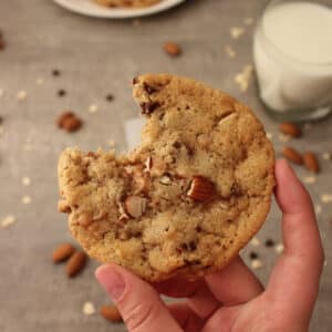 Chewy Toffee Almond Chocolate Chip Cookies | KitchenCents.com