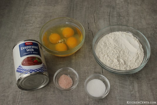Ingredients needed for thin pancakes | KitchenCents.com