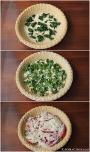 Layer ingredients into ready made pie crust