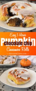 Easy 1-Hour Pumpkin Chocolate Chip Cinnamon Rolls | Kitchen Cents