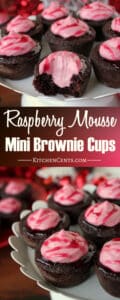 Mini Valentine's Raspberry Mousse Brownie Cups | Kitchen Cents
