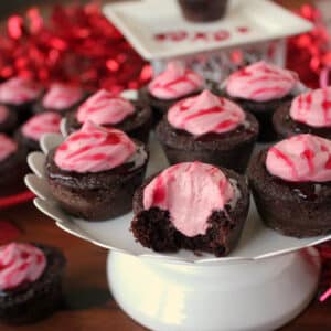 Mini Valentine's Raspberry Mousse Brownie Cups | Kitchen Cents