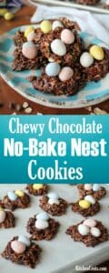 Easy Chewy Chocolate Easter No-Bake Nest Cookies with Cadbury Mini Eggs | Kitchen Cents