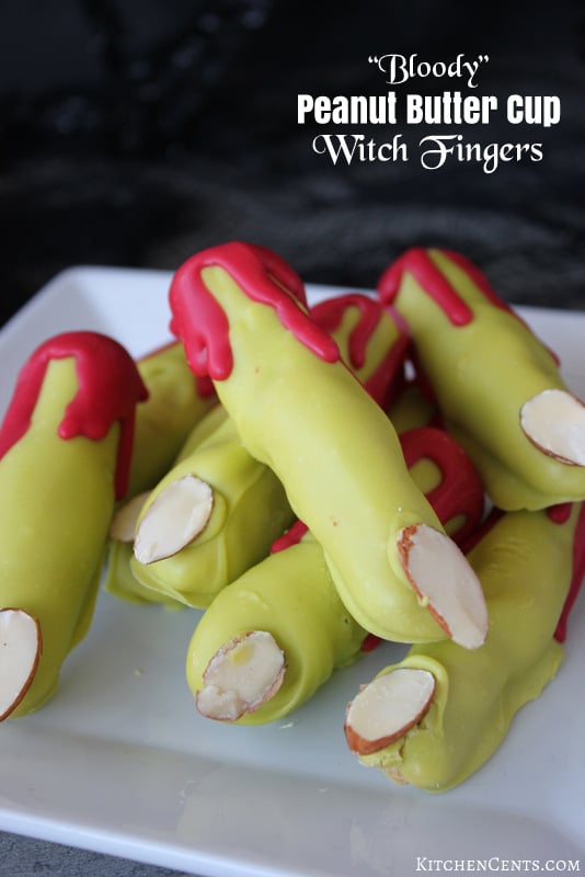 Bloody Peanut Butter Witch Fingers | 25+ Halloween Treats Kids will Love