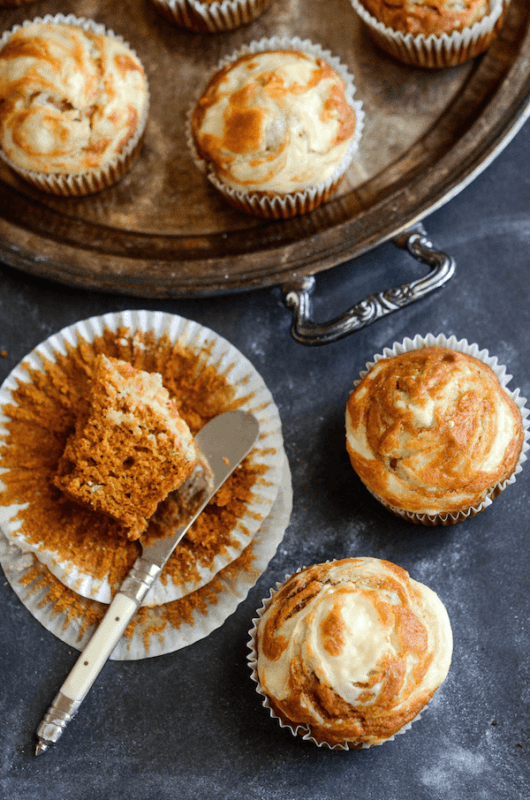 Pumpkin Cream Cheese Swirl Muffins | 21+ Pumpkin Desserts