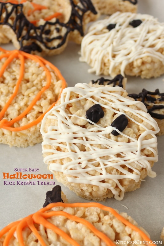 Quick and Easy Halloween Rice Krispie Treats with chocolate | Kitchen Cents