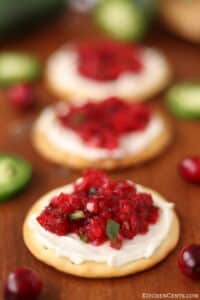 Easy Cranberry Jalapeno Relish with Cream Cheese Appetizer | Kitchen Cents