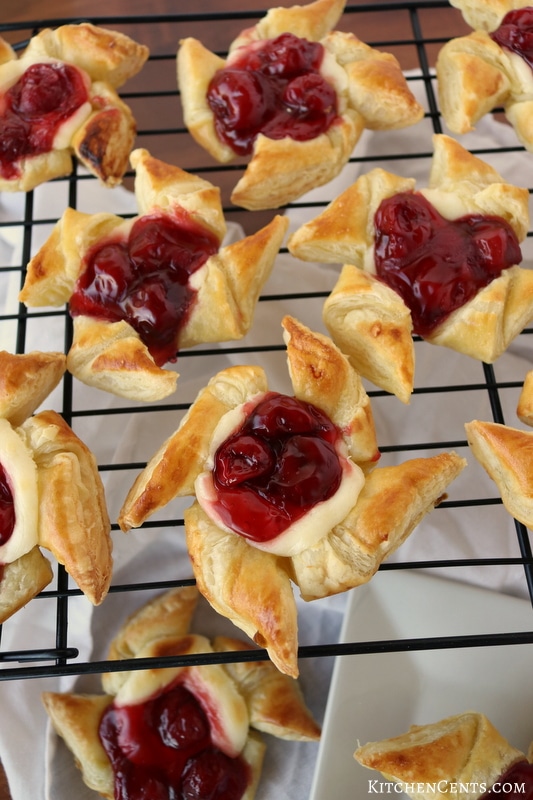 Easy, Sweet Puff Pastry Cherry Cheesecake Pinwheels | Kitchen Cents