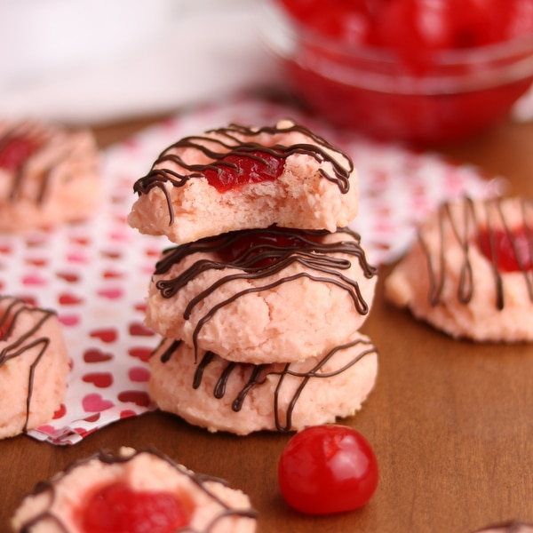 Tender Cherry Heart Cream Cheese Cookies | Kitchen Cents