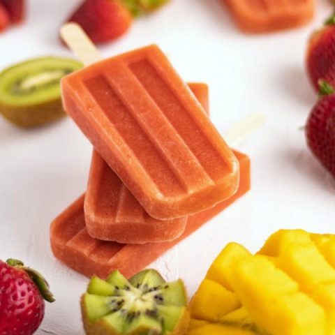 Easy Kiwi Strawberry Mango Smoothie Homemade Popsicles Recipe | Kitchen Cents