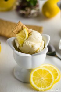 Easy Creamy Lemon Ice Cream Recipe in a dish | Kitchen Cents