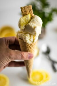 Easy Creamy Lemon Ice Cream Recipe in a cone | Kitchen Cents