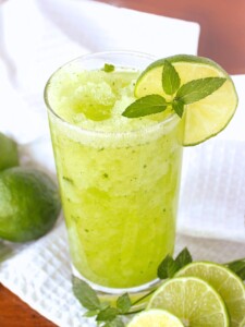 A cup of frozen mint limeade.