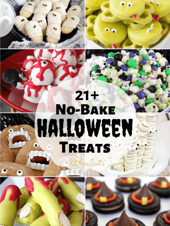 Collage for no bake Halloween Treats | Kitchen Cents