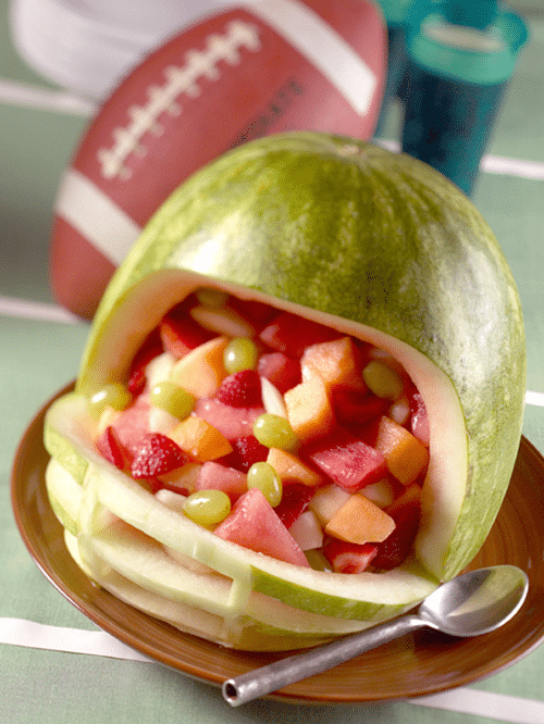 Football Helmet Fruit Salad | 29+ Delicious Superbowl Party Foods