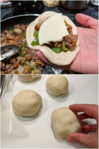 Stuff dough for Philly Cheesesteak Rolls | Kitchen Cents