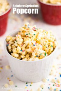 Easy Sweet Rainbow Sprinkles Popcorn perfect for movie night | Kitchen Cents