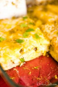 Easy Green Enchiladas with homemade roasted green enchilada sauce | Kitchen Cents