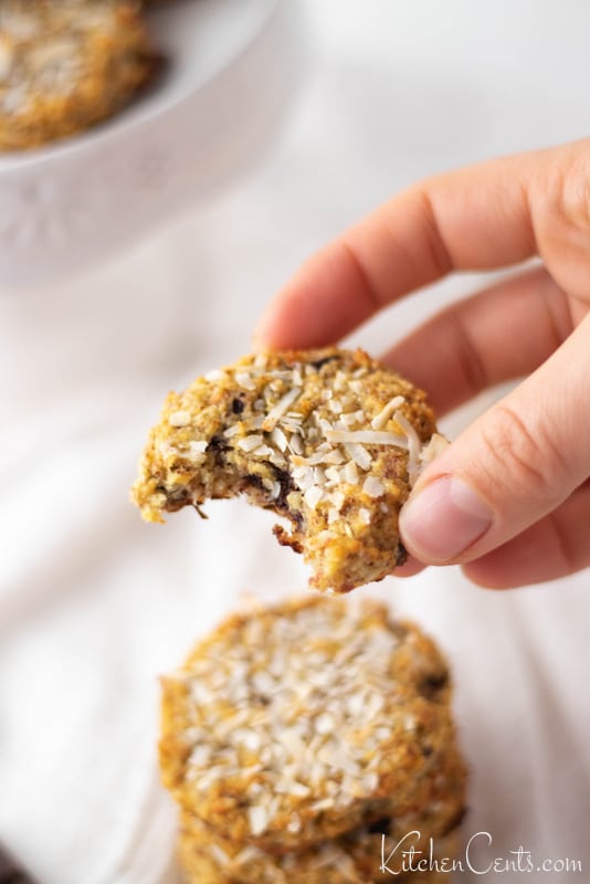 Keto friendly Low Carb Chocolate Chip Cookies with coconut shreds| Kitchen Cents