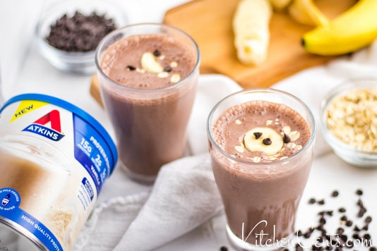 Chocolate Banana Breakfast Protein Shake with oatmeal | Kitchen Cents